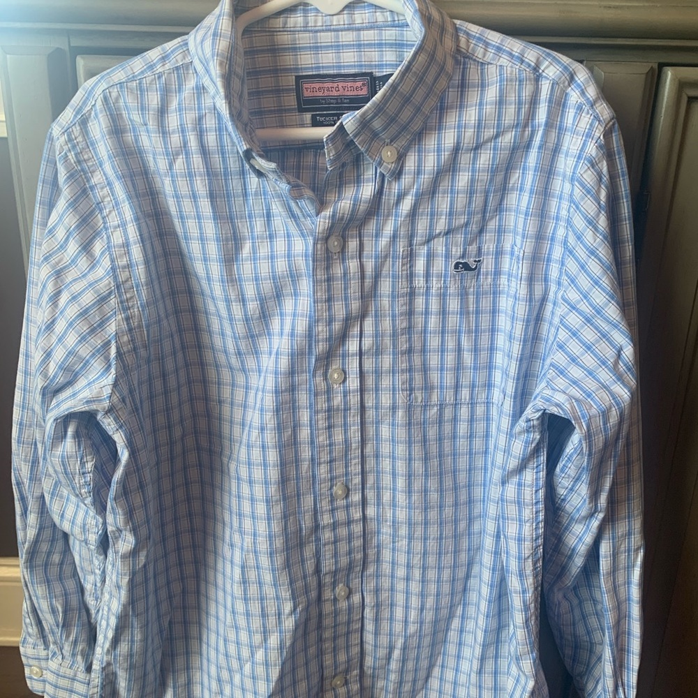 Blue plaid Tucker vv button down